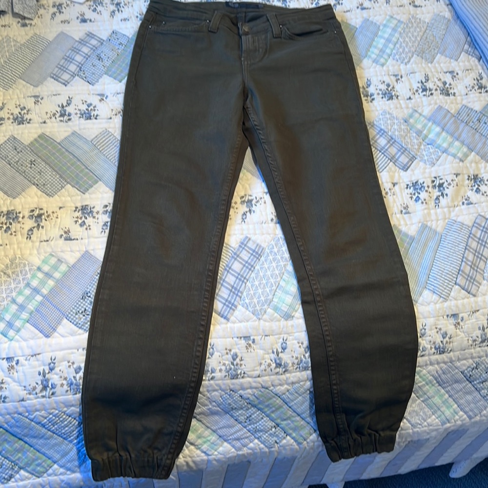 JET John Eshaya Olive Green Jeans with Scrunched Jogger-style Bottom, Size 6
